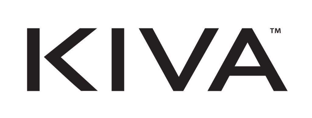 Logo featuring the word 'KIVA' in bold, modern black letters