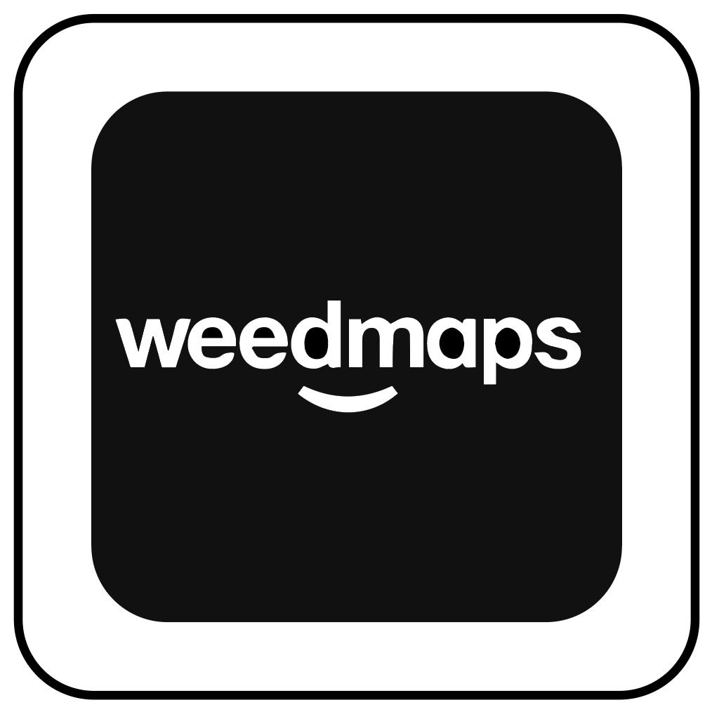 The word weedmaps in white lowercase text inside a black rounded square icon.