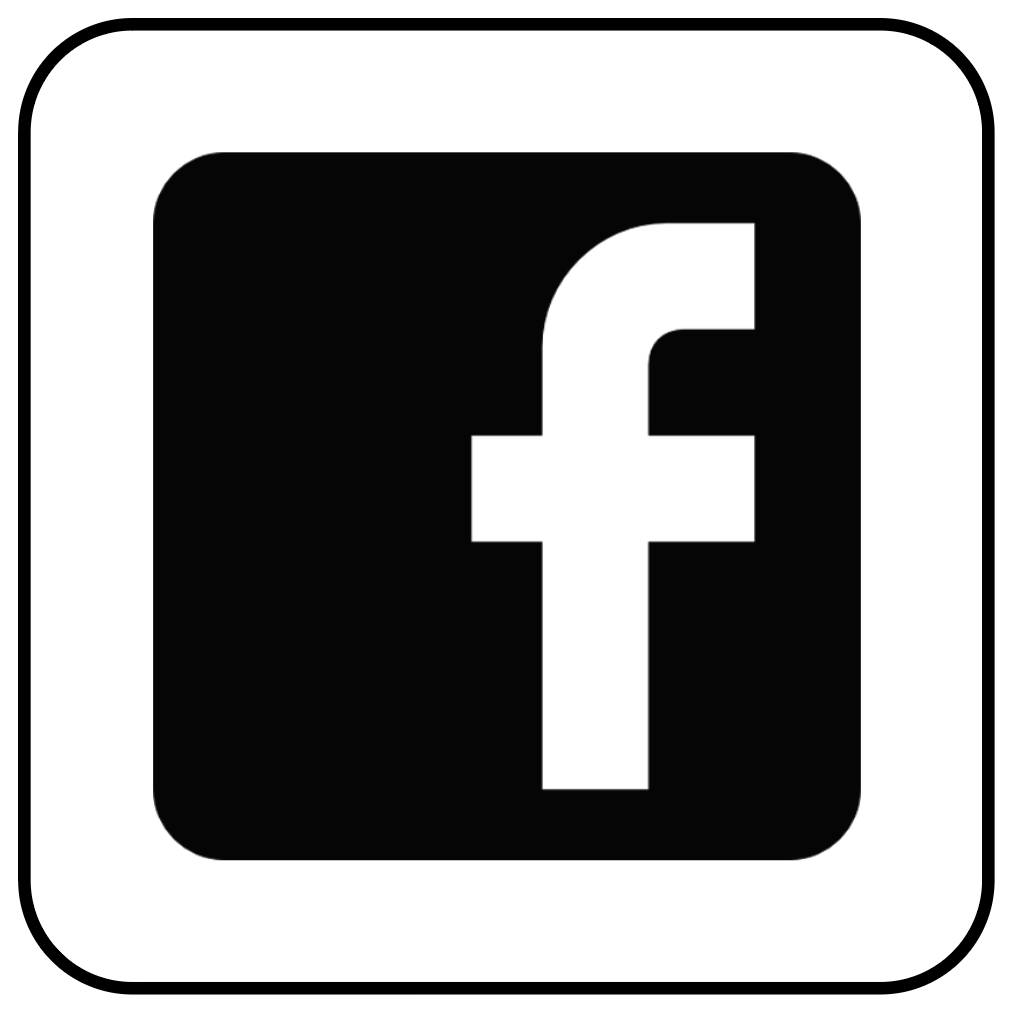 A white lowercase f inside a black rounded square, representing the Facebook logo.