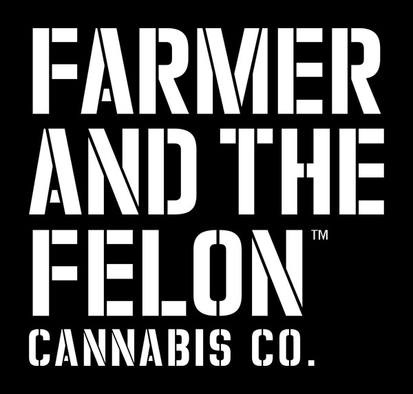 Black background with bold white text reading Farmer and the Felon Cannabis Co. logo.